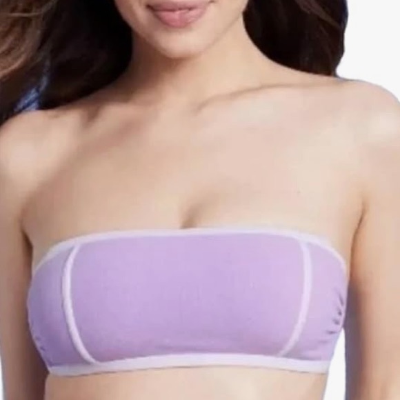 Kona Sol Bandeau Terry Cloth lavender & White Swim top NWT Size Medium - Picture 7 of 8